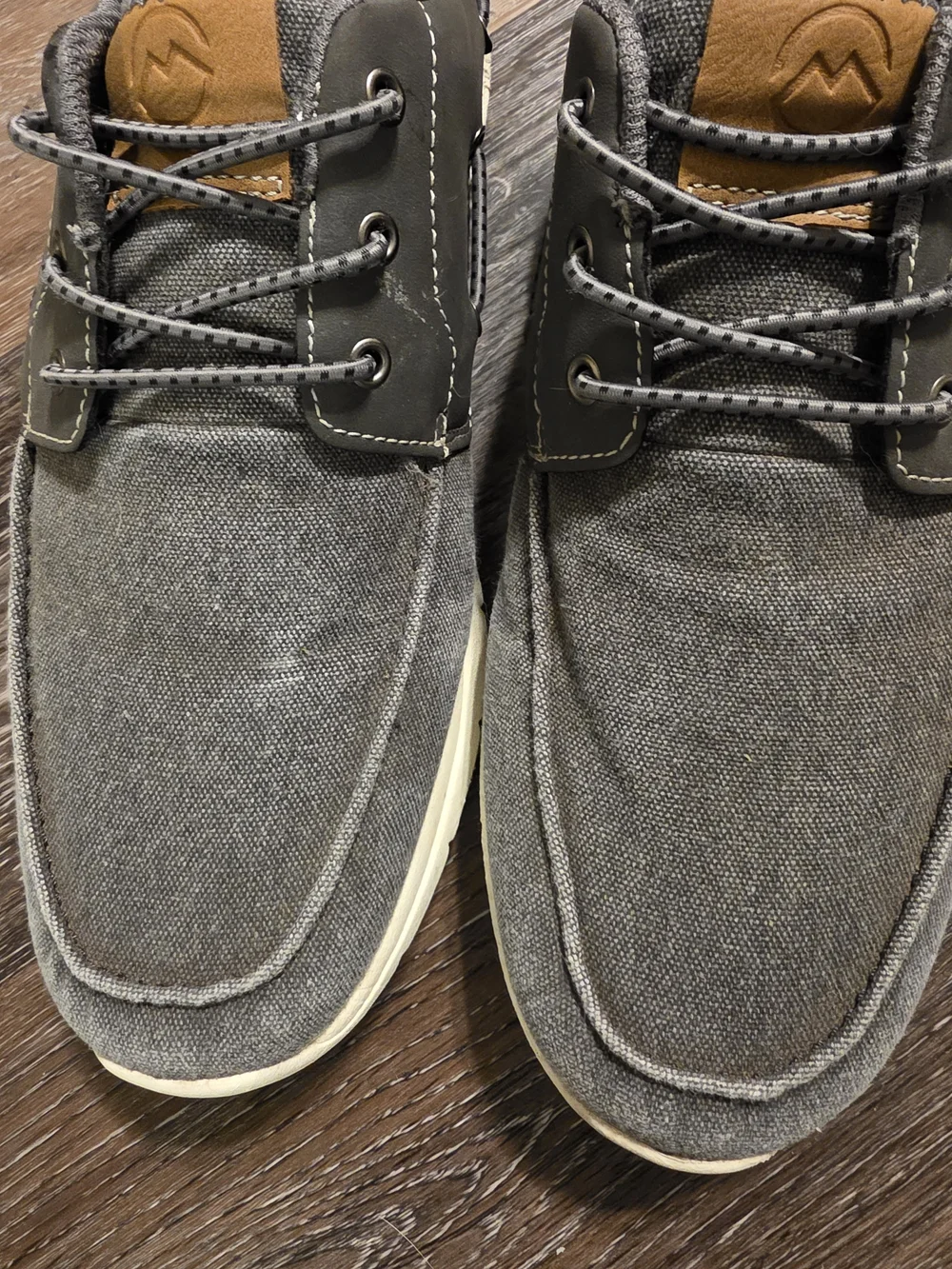 Men's Gray Canvas Lace-Up Boat Shoes with Lightweight Sole
